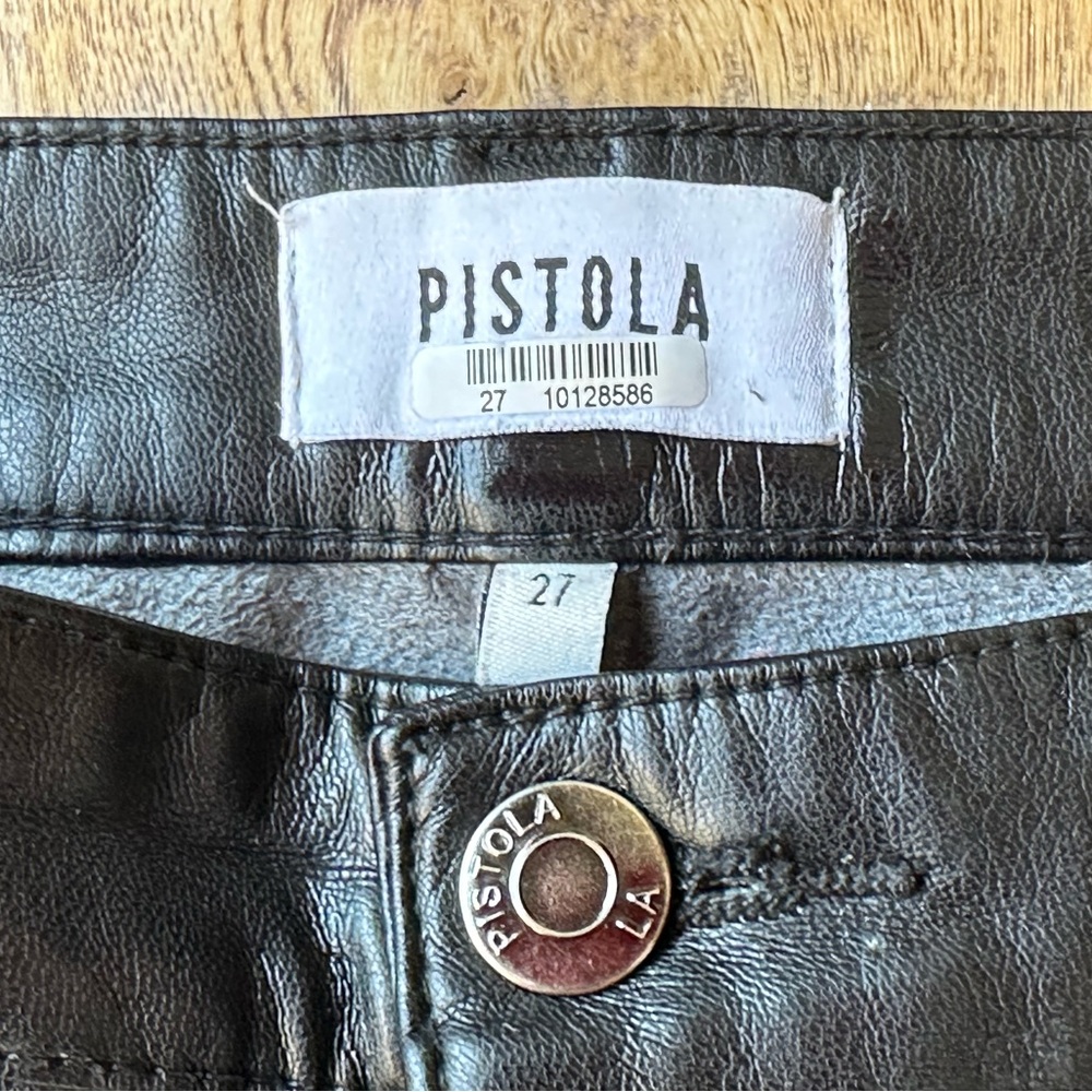 Pistola Aline High Rise Skinny Faux Leather Pants in Onyx size 27 - Picture 3 of 12